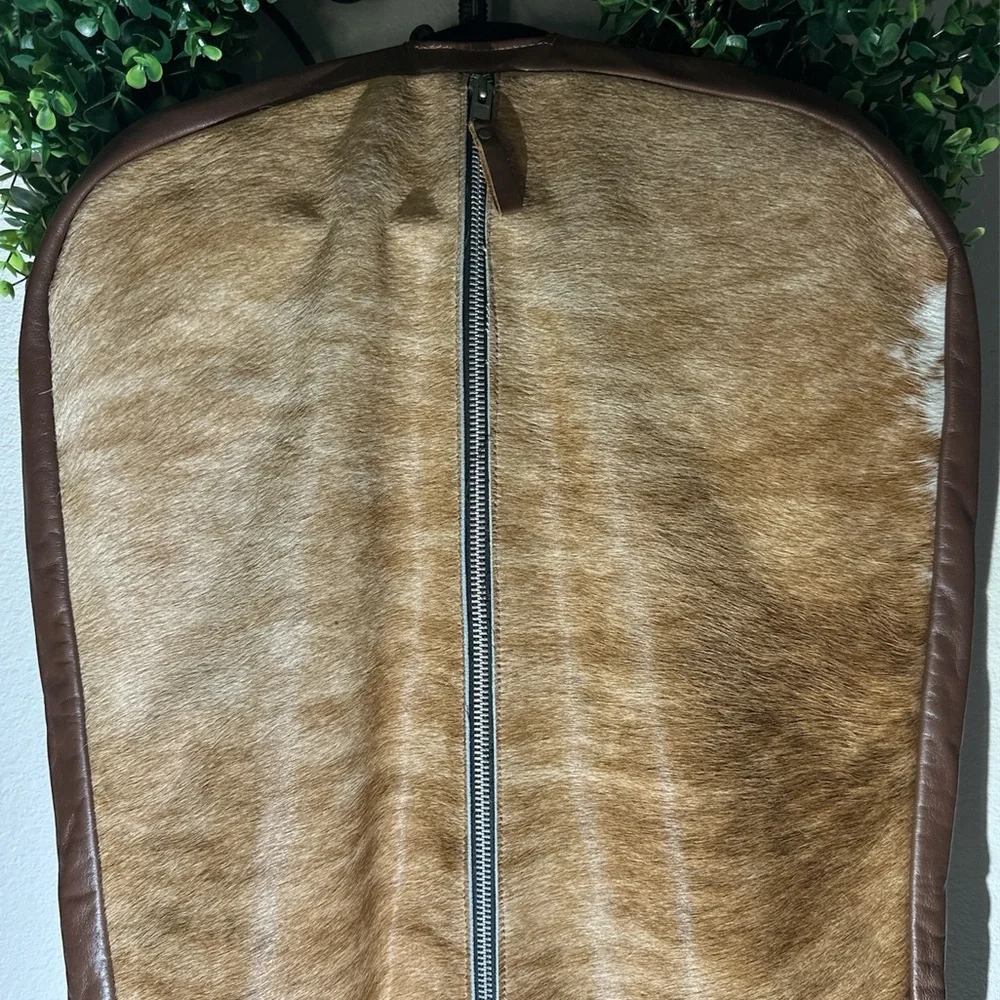 Gorgeous! Rare handmade cowhide garment bag.